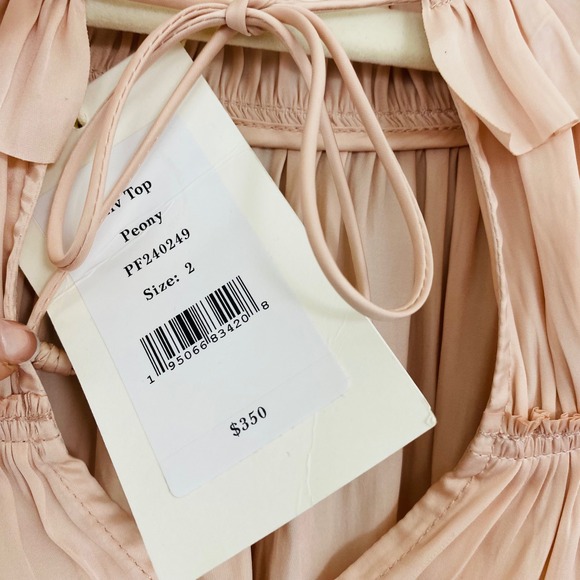 Ulla Johnson NWT Peony Pink Liv Plissé Satin Ruffle Sleeve Blouse Size 2 - Picture 7 of 13